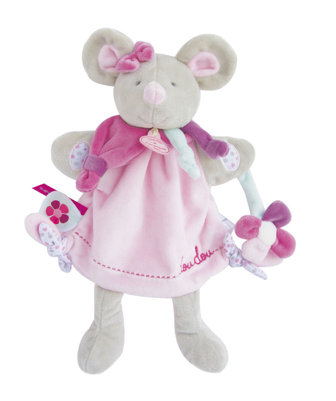  handpuppet pearly the mouse pink grey 